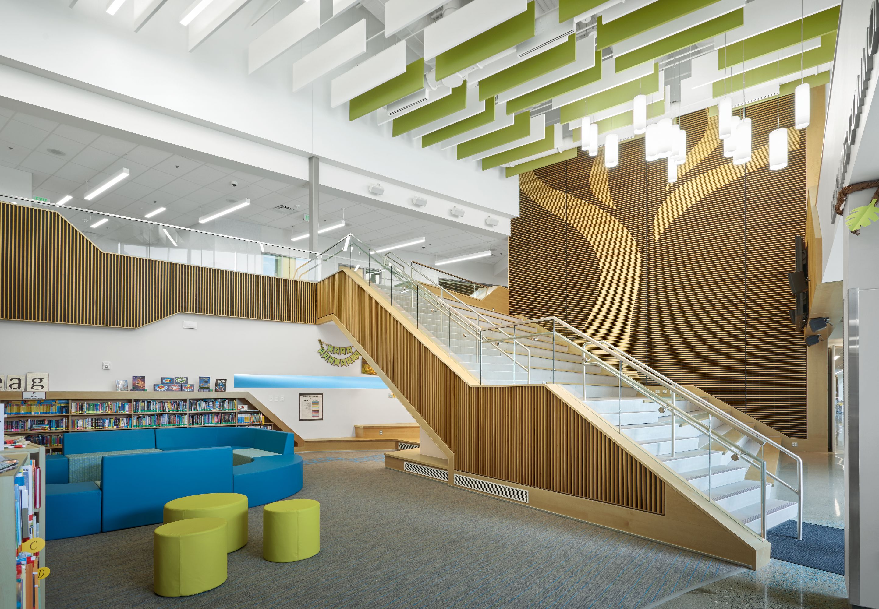 Education Library with WOODWORKS Wall Panels 