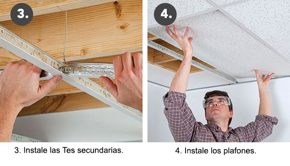 Pasos 3 y 4 para la instalación del falso techo