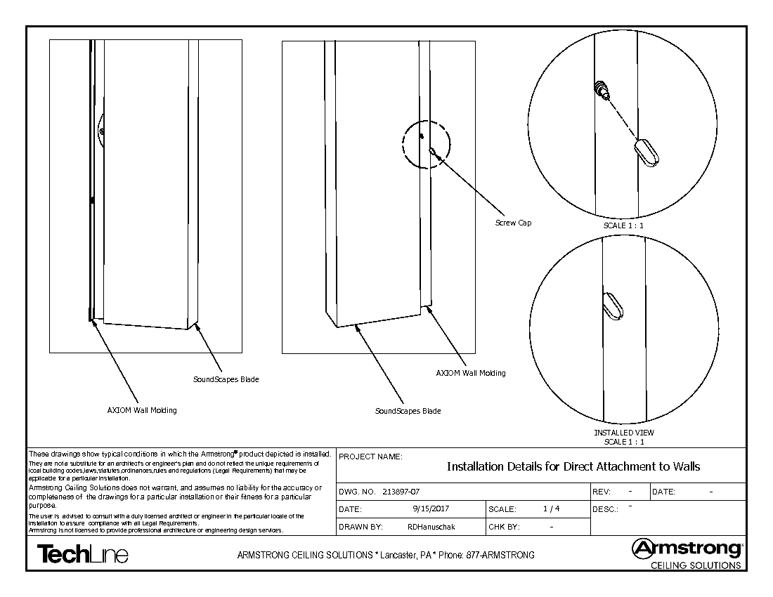 Installation Details for Direct Attachment to Walls