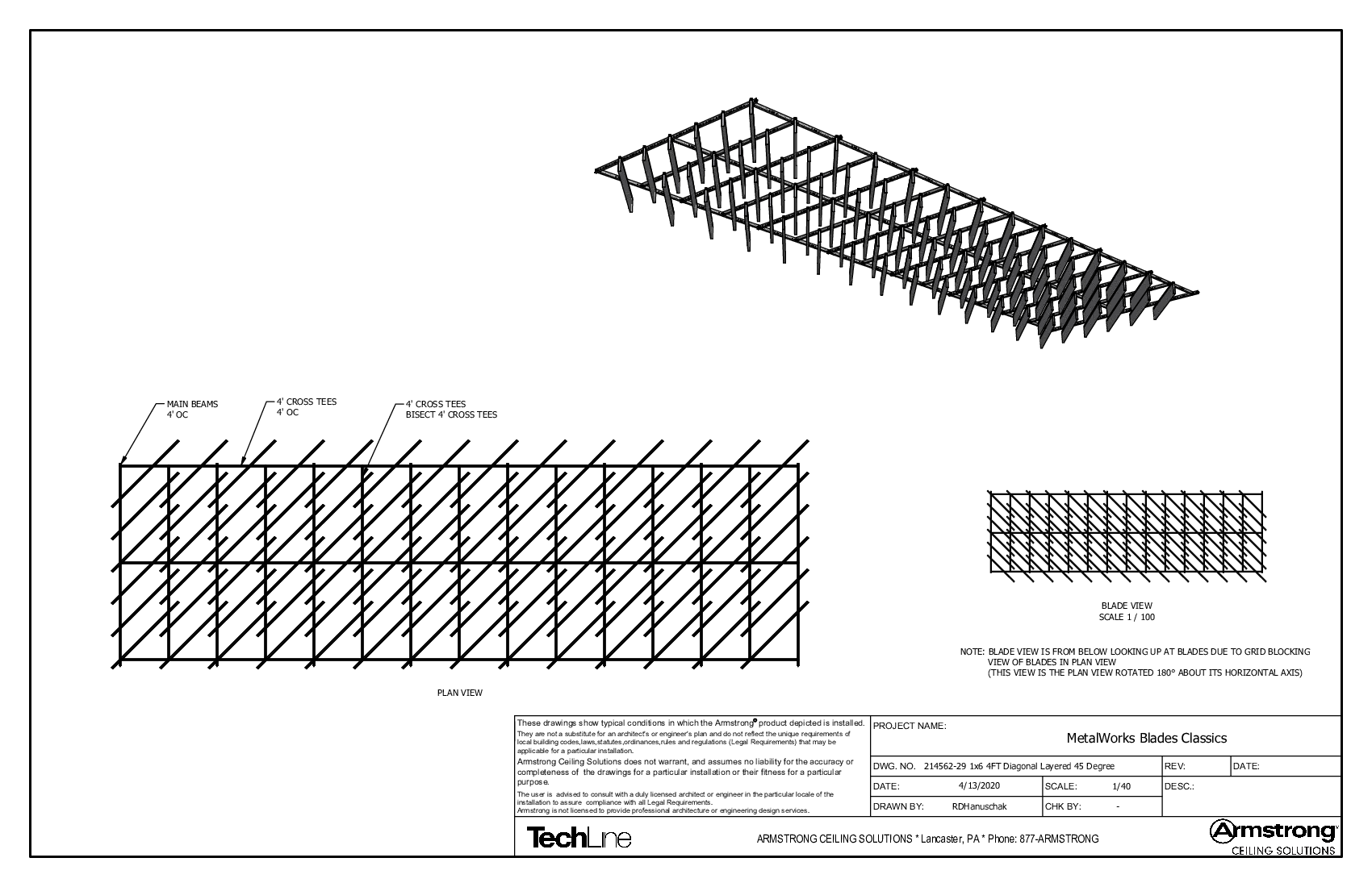 1x6 4FT Diagonal Layered 45 Degree