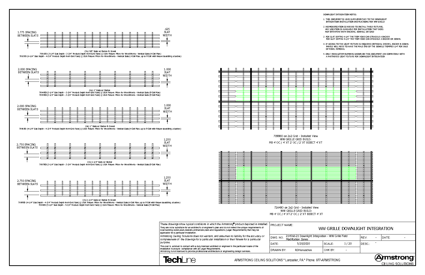 Downlight Integration - WW Grille Field Modification Zones