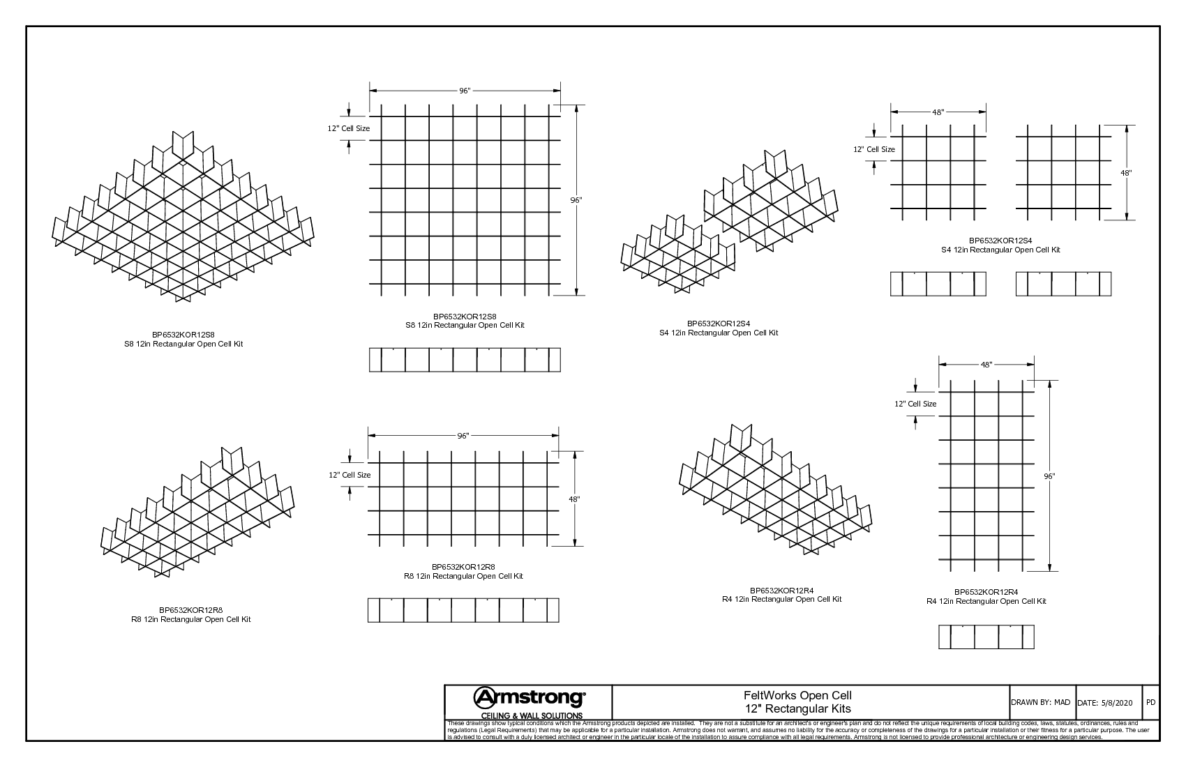 12in Rectangular Open Cell Kits