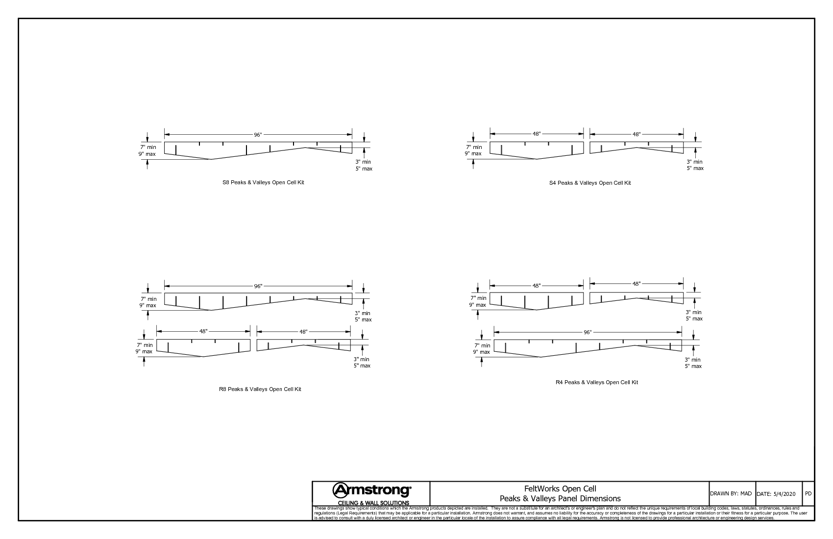 Peaks and Valleys Panel Dimensions