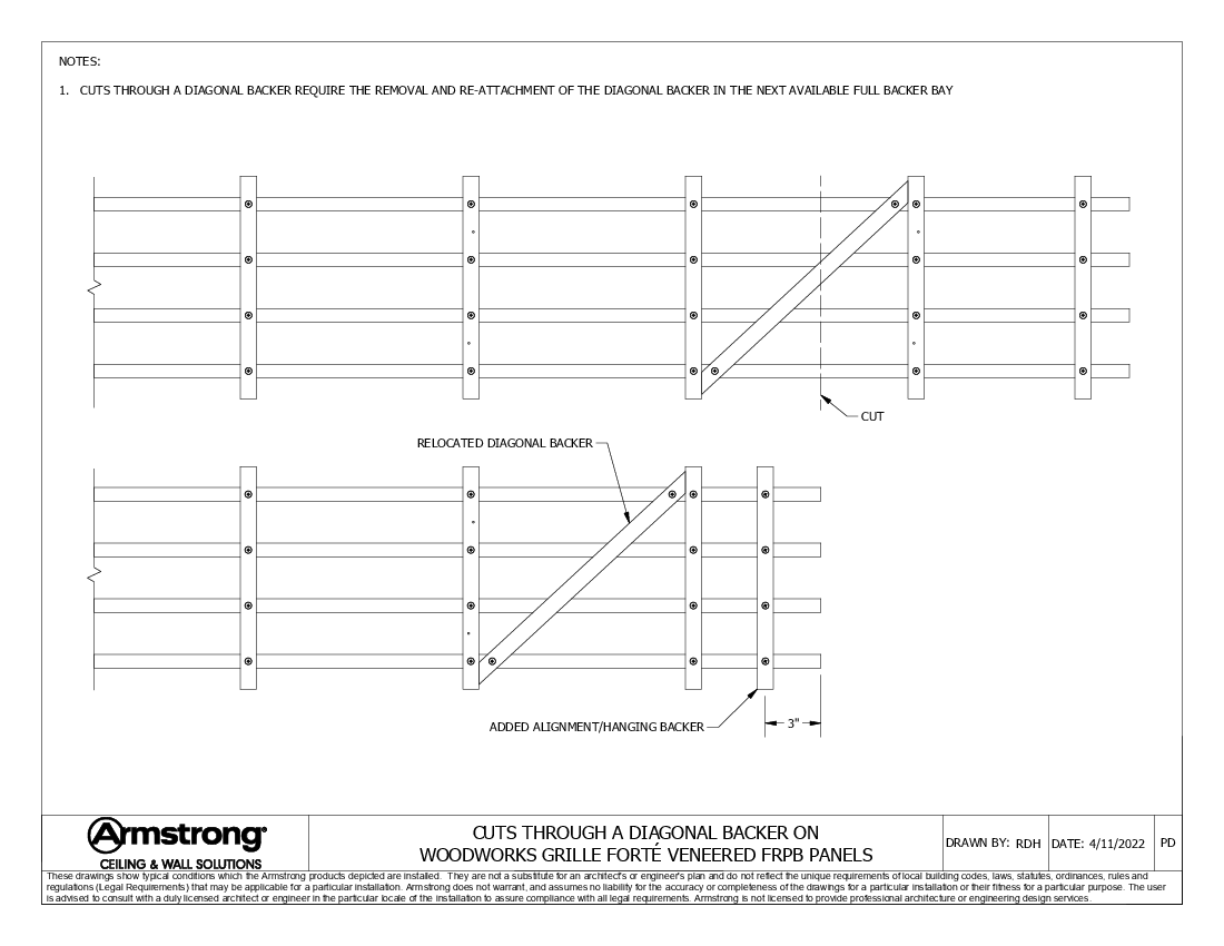 Cut through Diagonal Backer