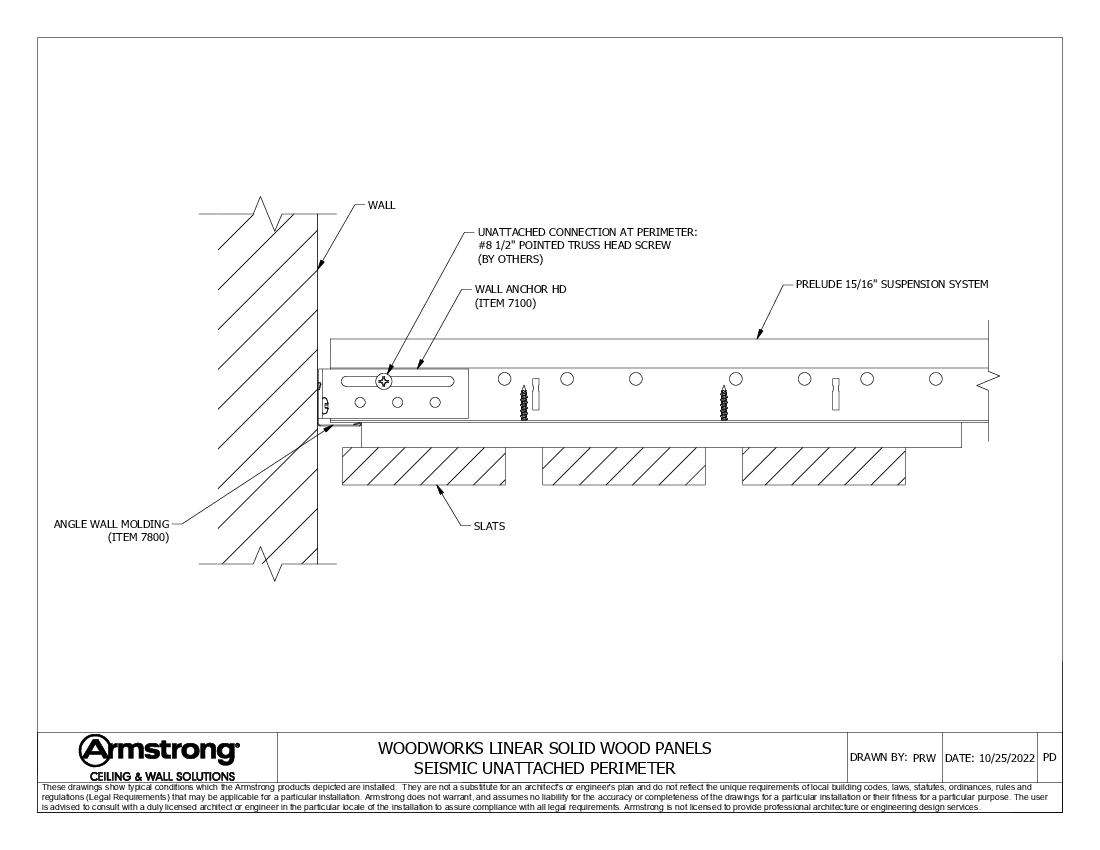 Linear Solid Wall to Main Beam Seismic Unattached