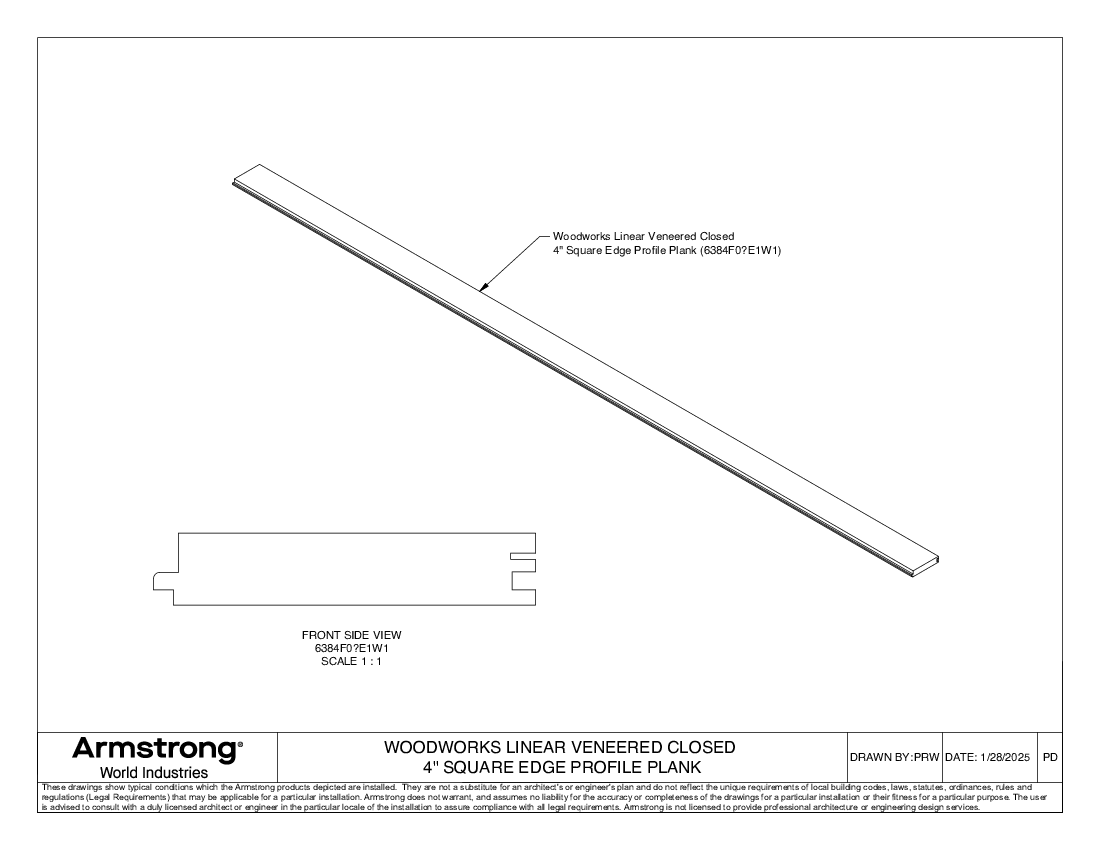 4in Square Edge Profile Plank