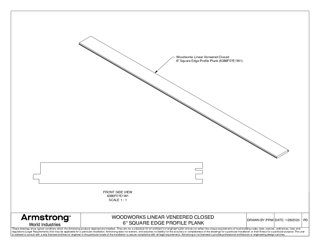 6in Square Edge Profile Plank