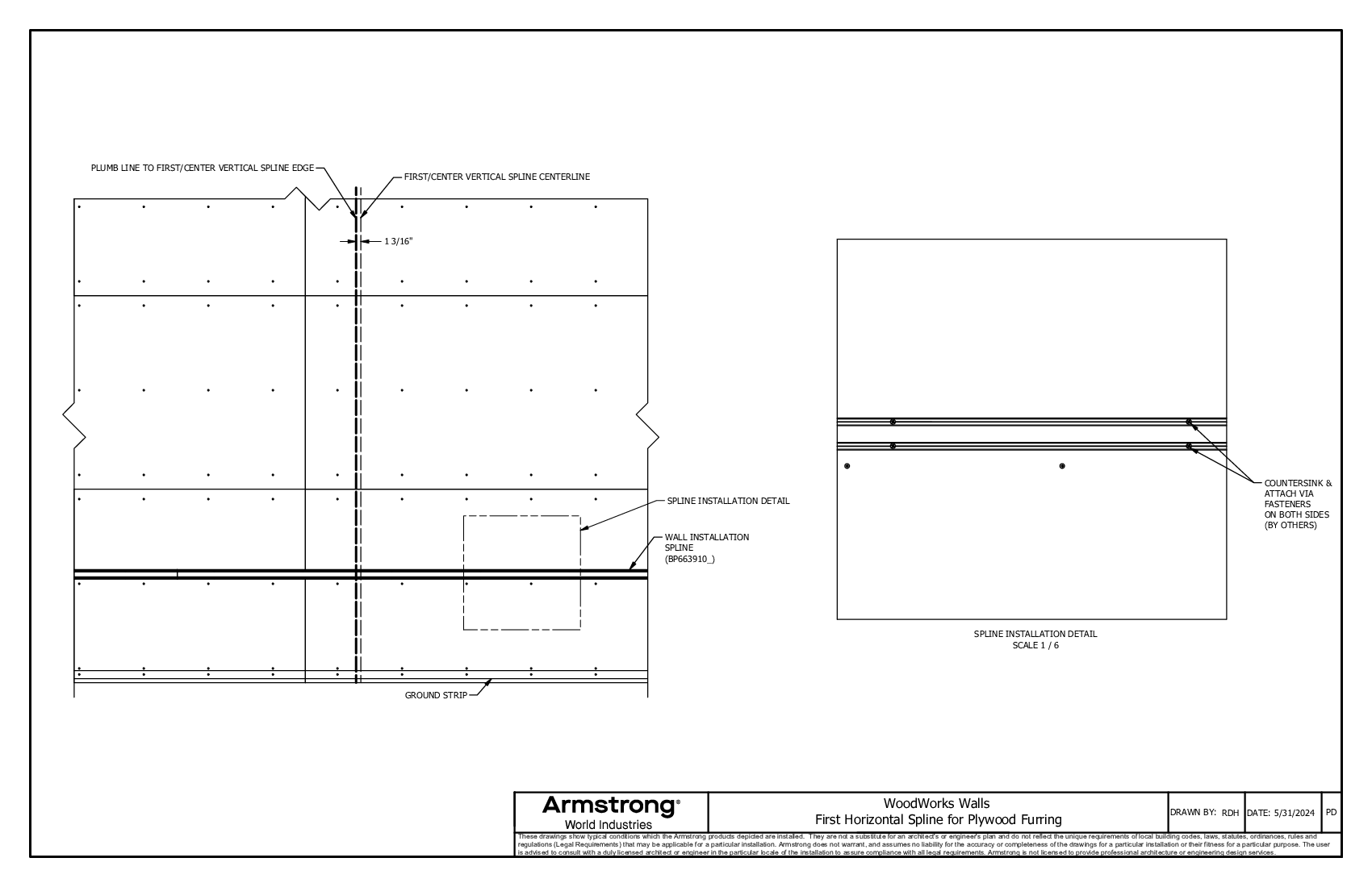 First Horizontal Spline for Plywood Furring