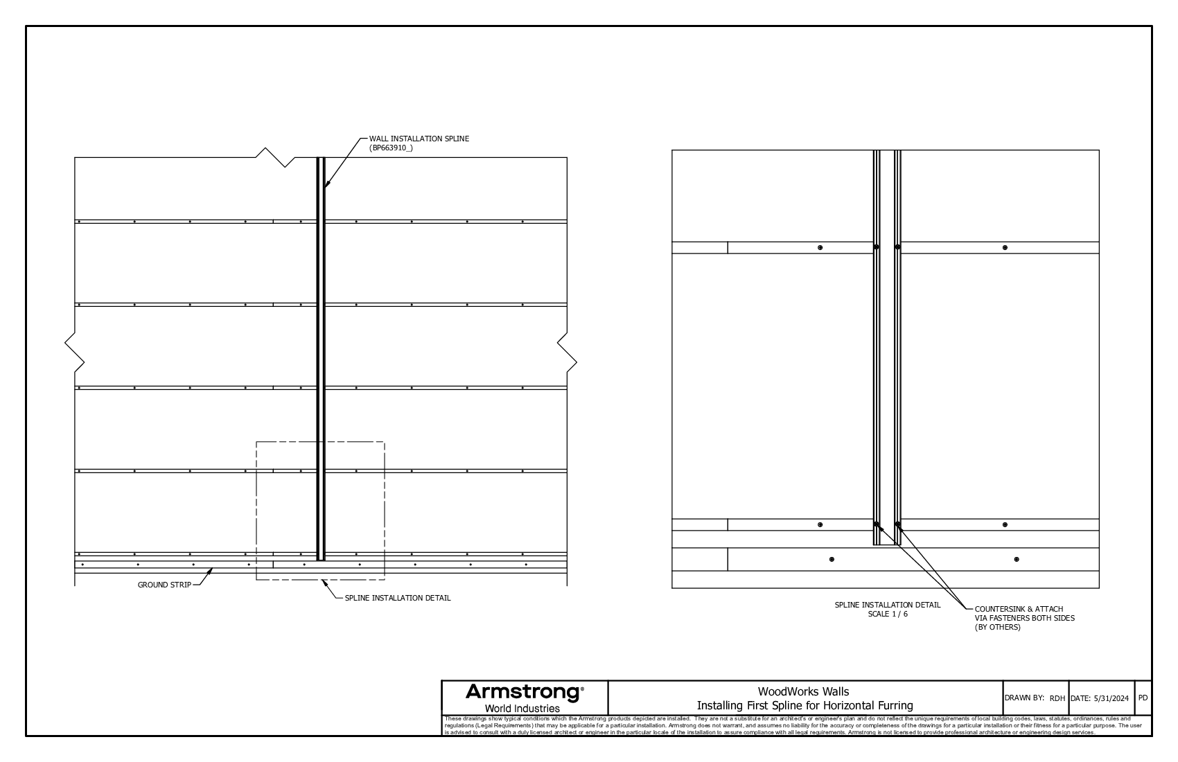 Installing First Spline for Horizontal Furring