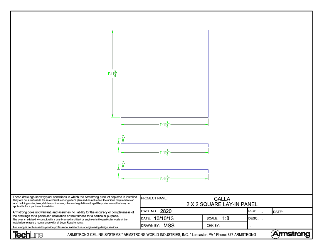 2820 Calla Square Lay In 2 x 2