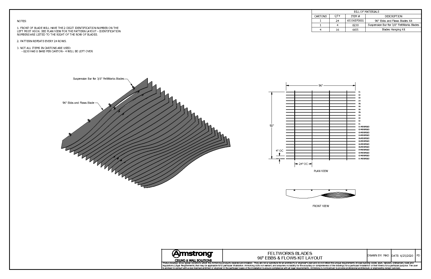 96" Ebbs & Flows Kit Layout