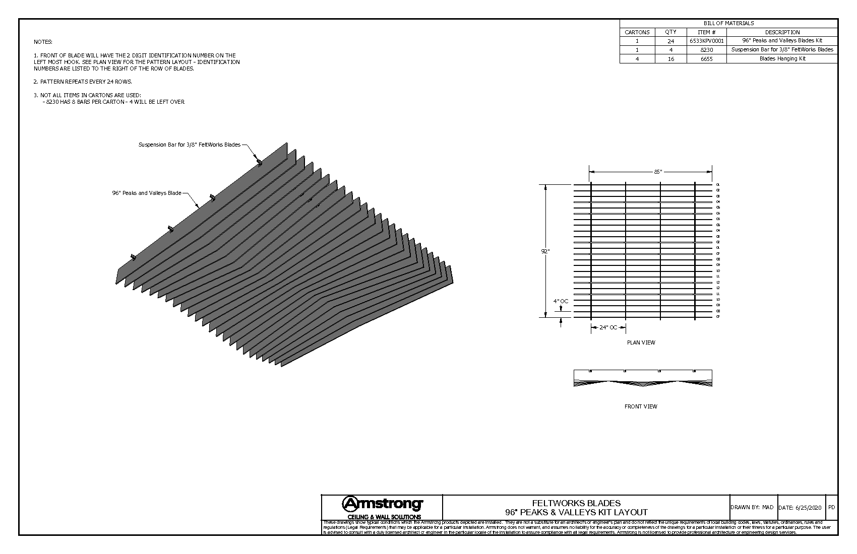 96" Peaks & Valleys Kit Layout