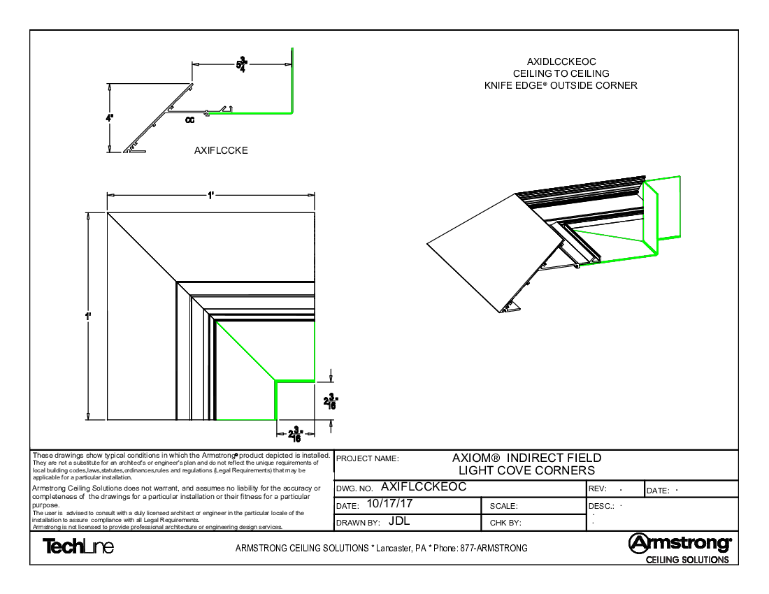 AXIFLCCKEOC - Ceiling-to-Ceiling Knife Edge Outside Corner