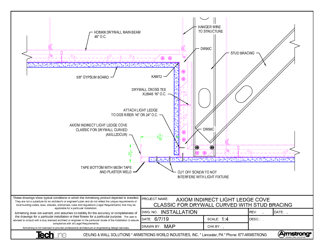 AXILL2DCUR - Axiom Indirect Light Ledge - Classic - Drywall - Curved with Stud Bracing