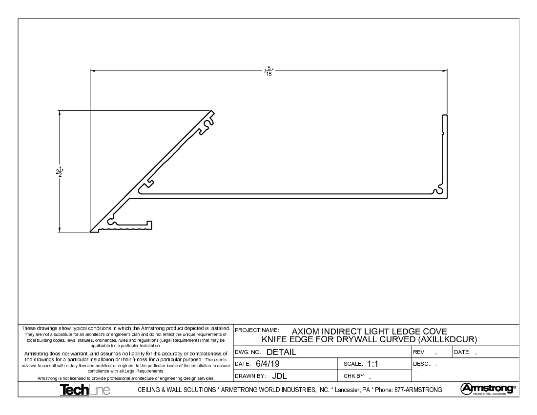 AXILLKDCUR - Axiom Indirect Light Ledge - Knife Edge - Drywall - Curved