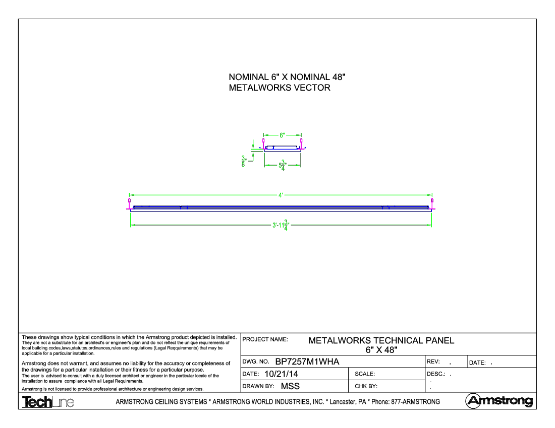 BP7257M1WHA  MetalWorks Vector Technical Panel 6x48