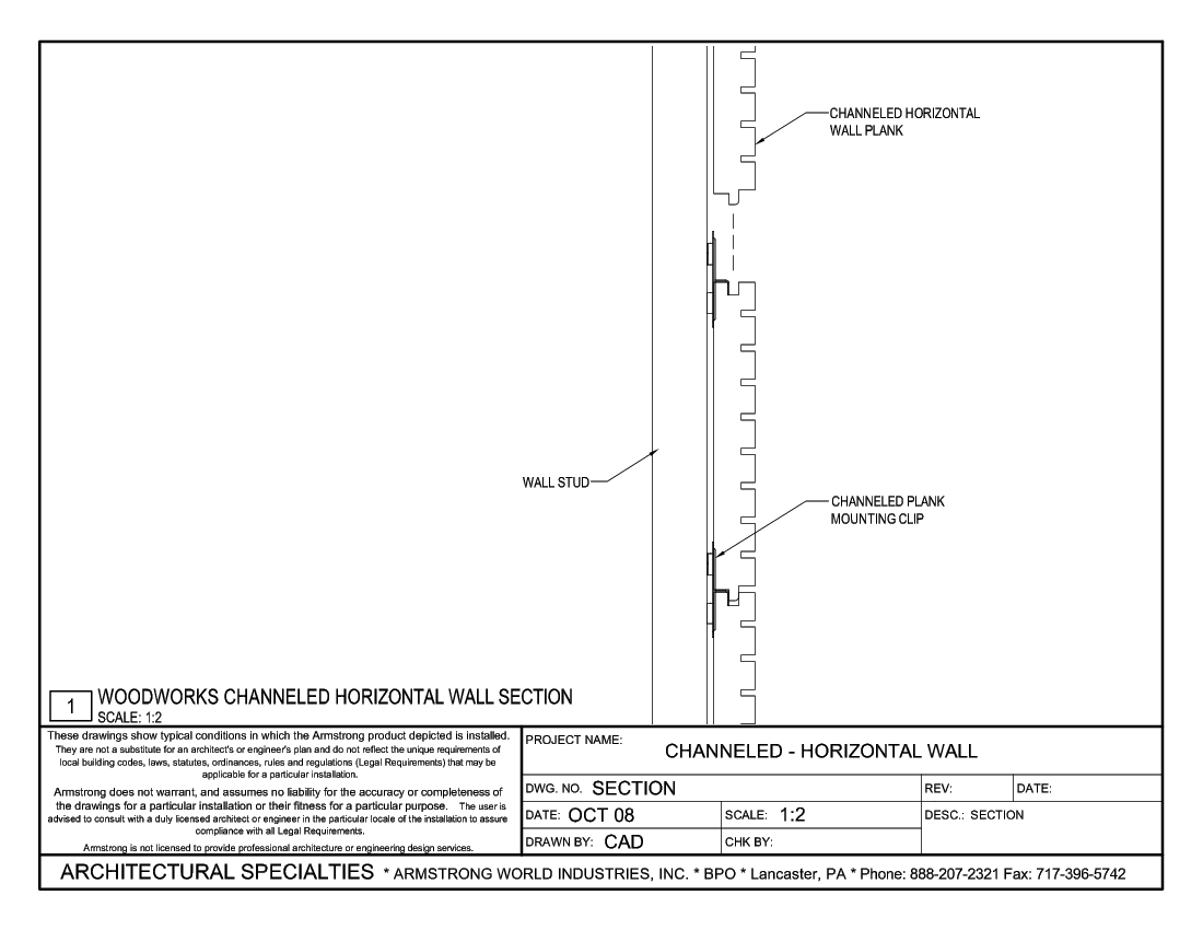 WoodWorks Channeled Horizontal Wall Section