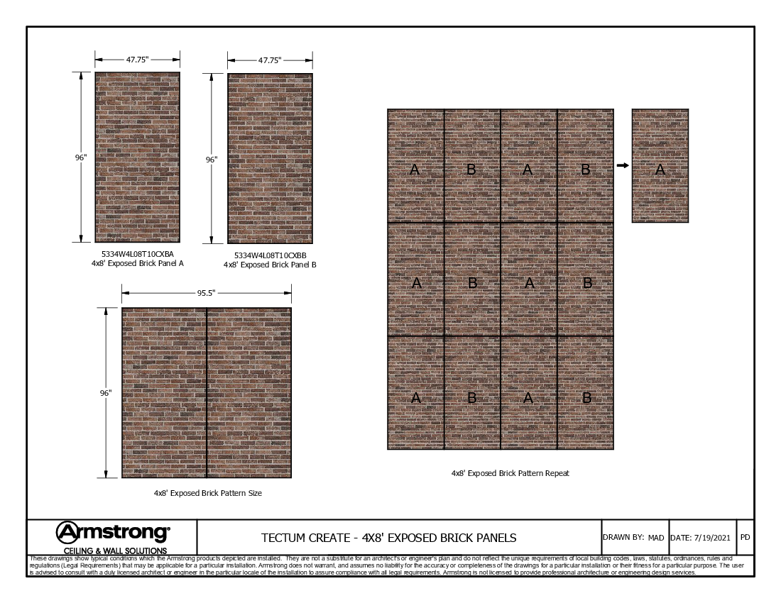Exposed Brick 4x8' Panels