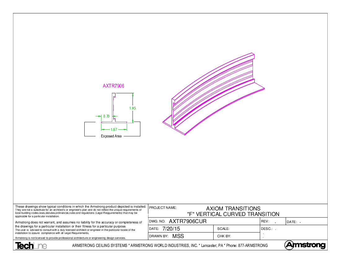 F Vertical ACT to Drywall Curved Transition