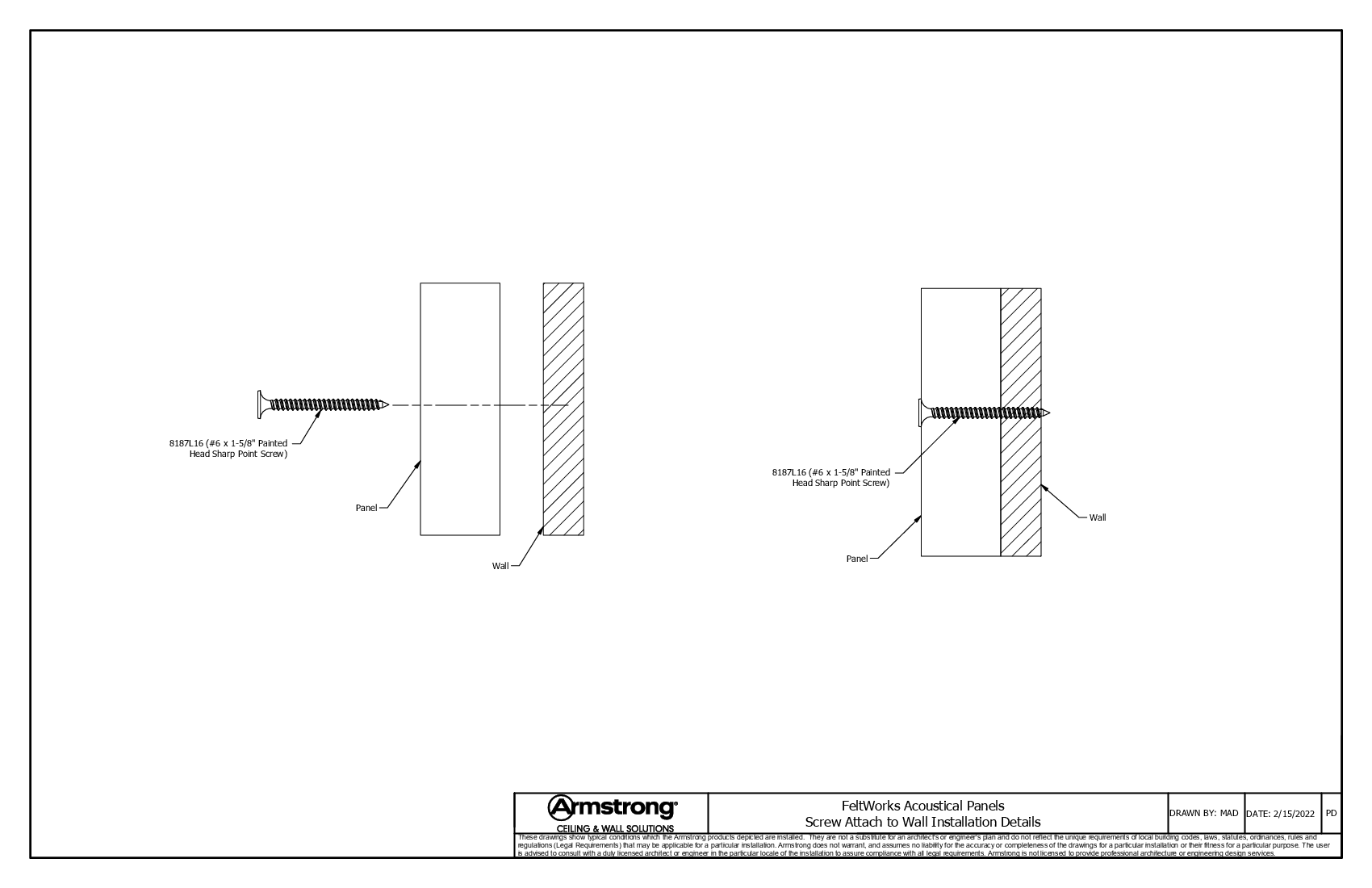 Screw Attach to Wall - Installation Details