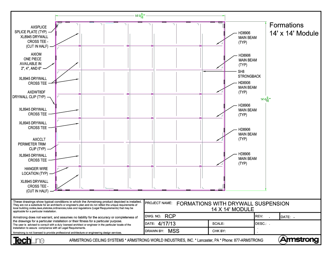Formations with Drywall Suspension 14ft x 14ft Module