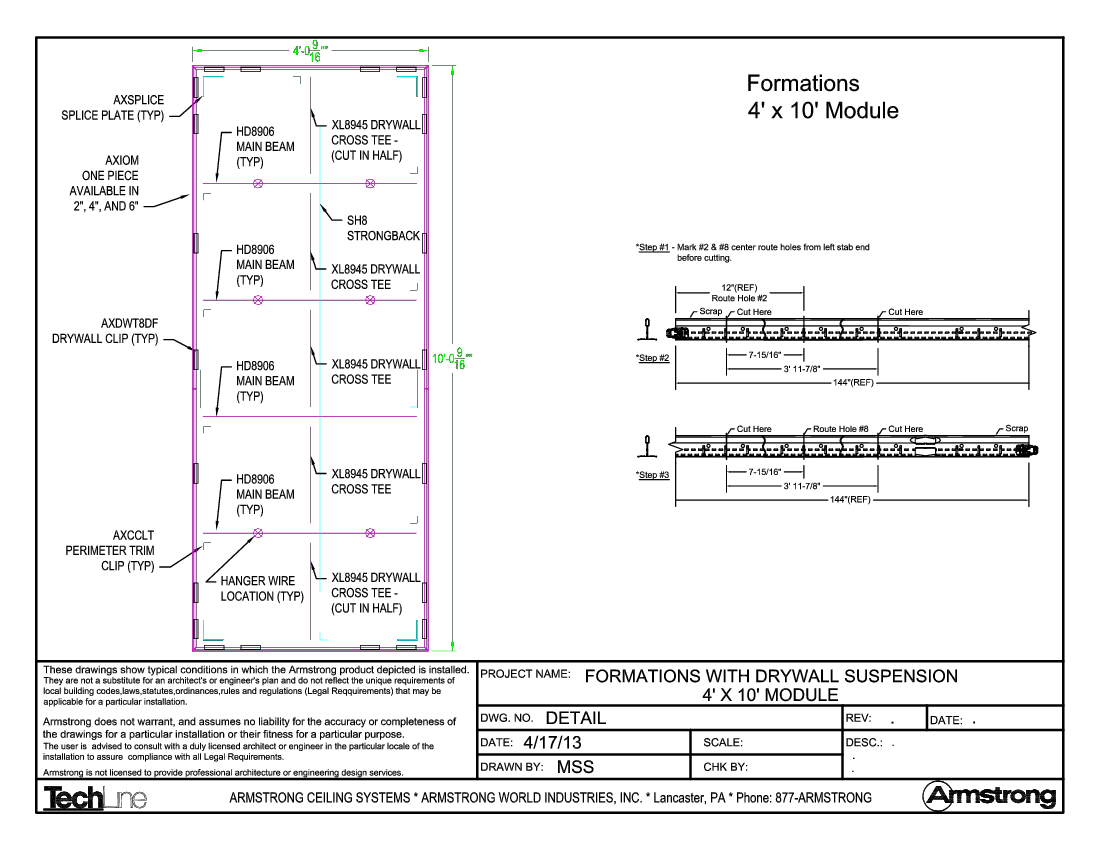 Formations with Drywall Suspension 4ft x 10ft Module