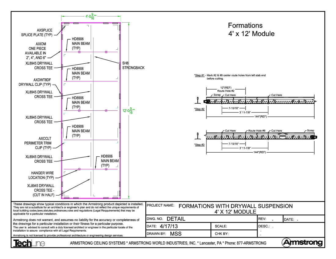 Formations with Drywall Suspension 4ft x 12ft Module