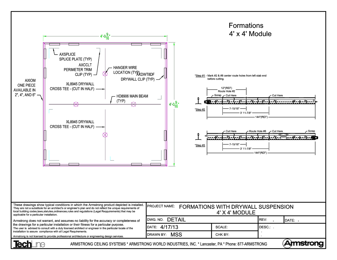 Formations with Drywall Suspension 4ft x 4ft Module