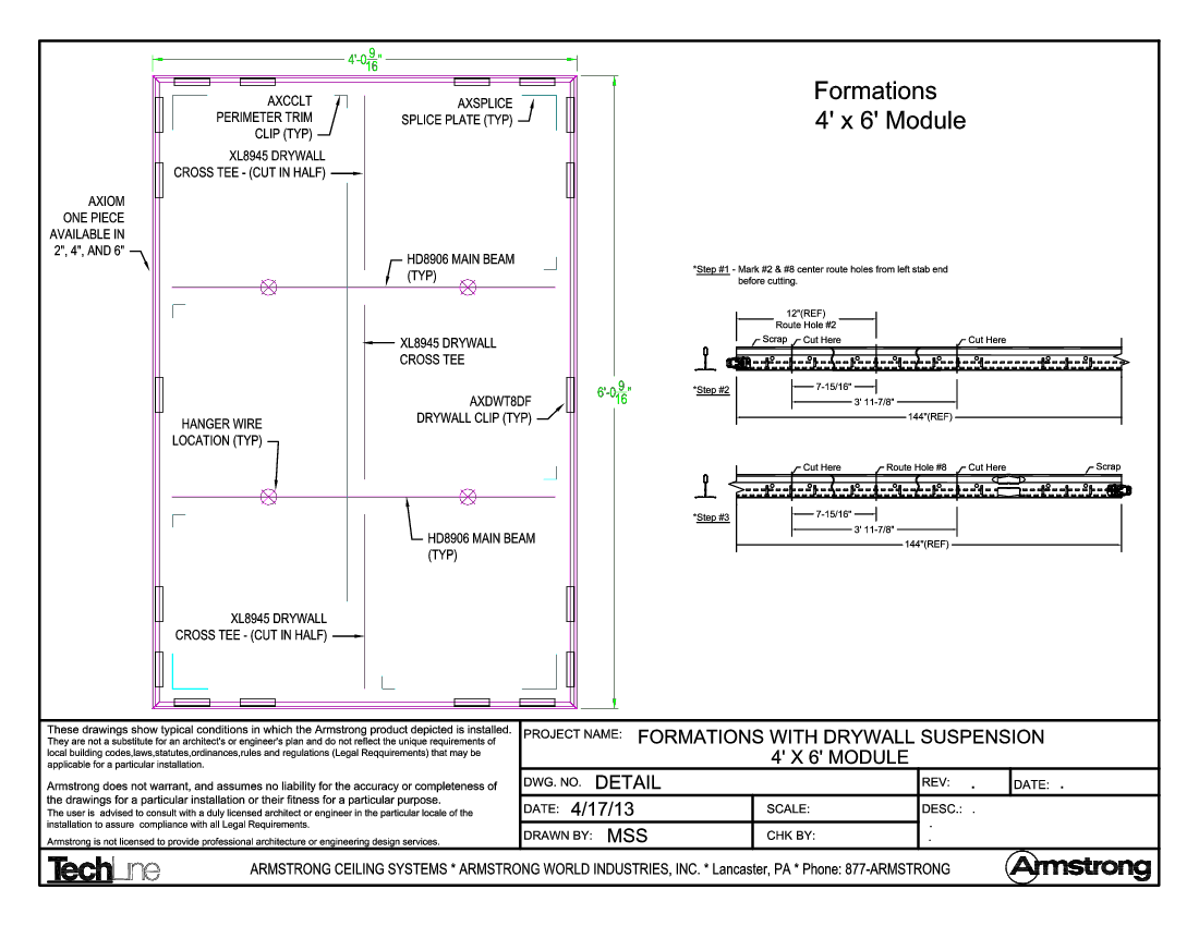 Formations with Drywall Suspension 4ft x 6ft Module