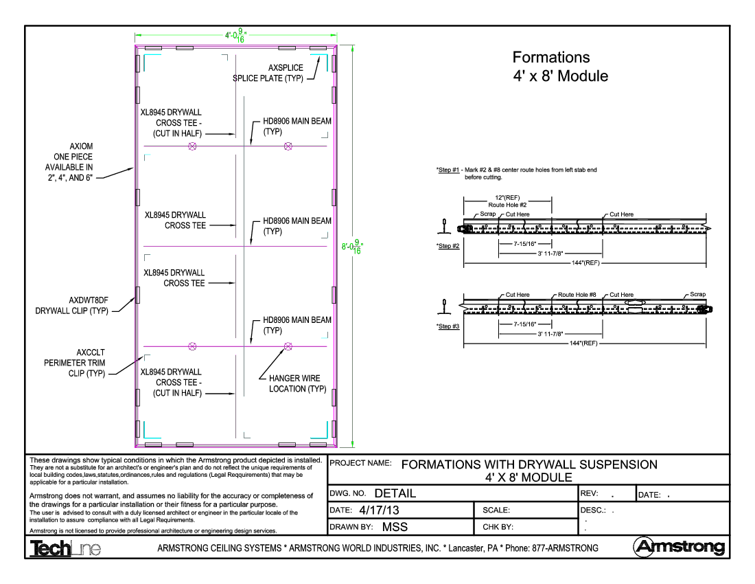 Formations with Drywall Suspension 4ft x 8ft Module