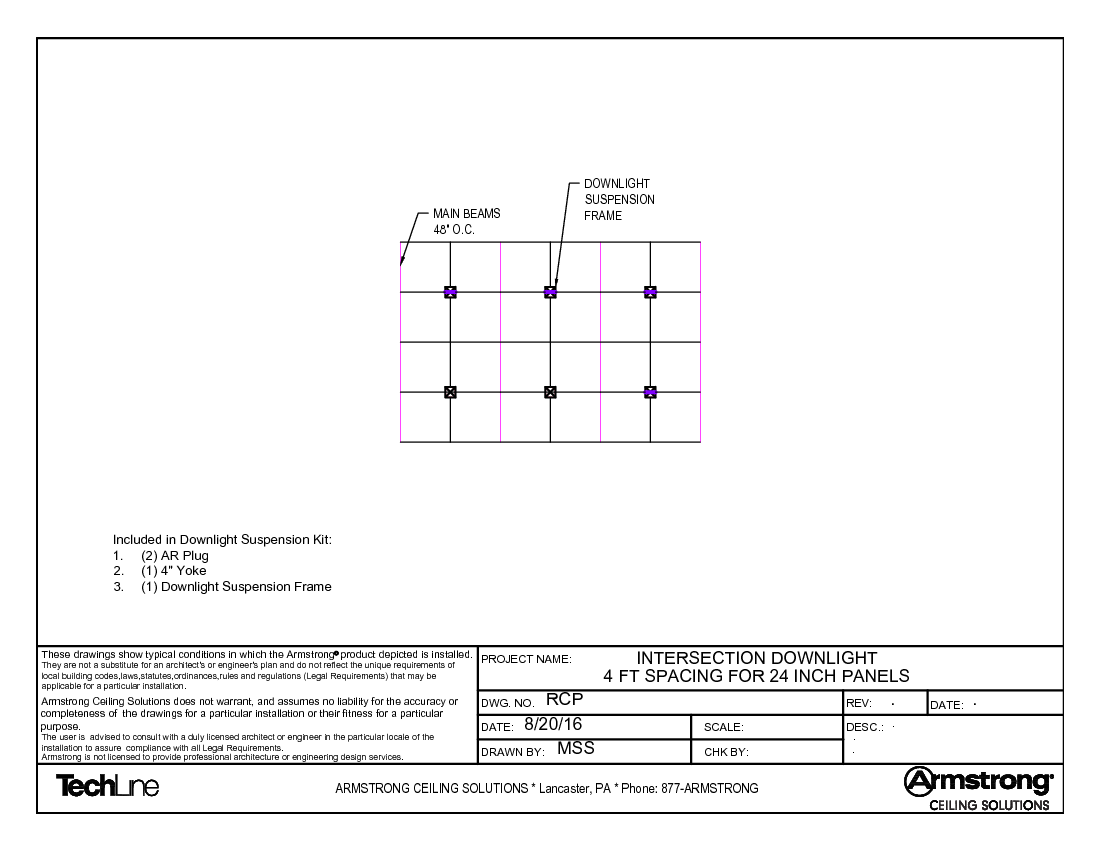 Intersection Downlight 4 ft Spacing for 24 inch Panels