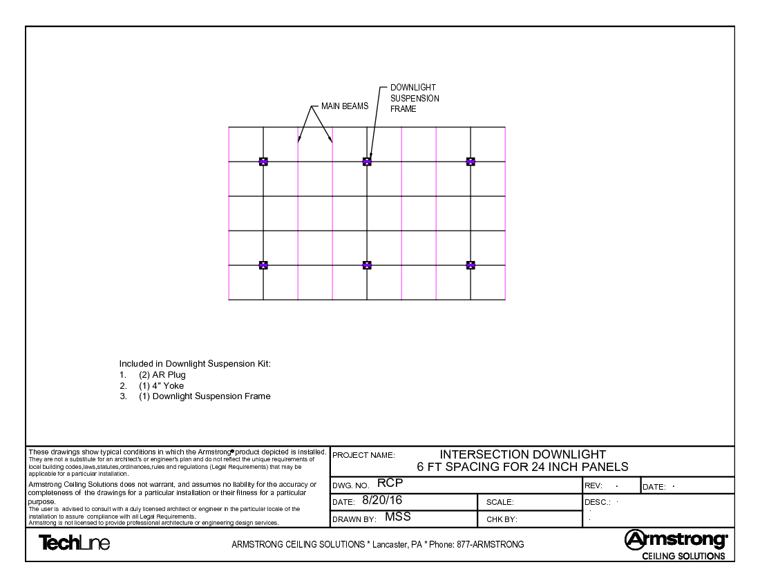 Intersection Downlight 6 ft Spacing for 24 inch Panels