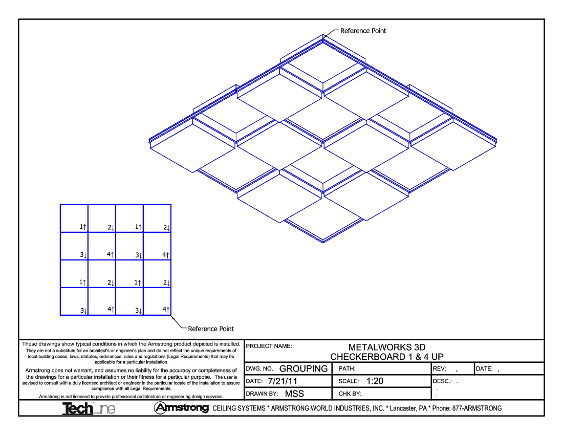 MetalWorks 3D Linear Checkerboard 1 and 4 Up