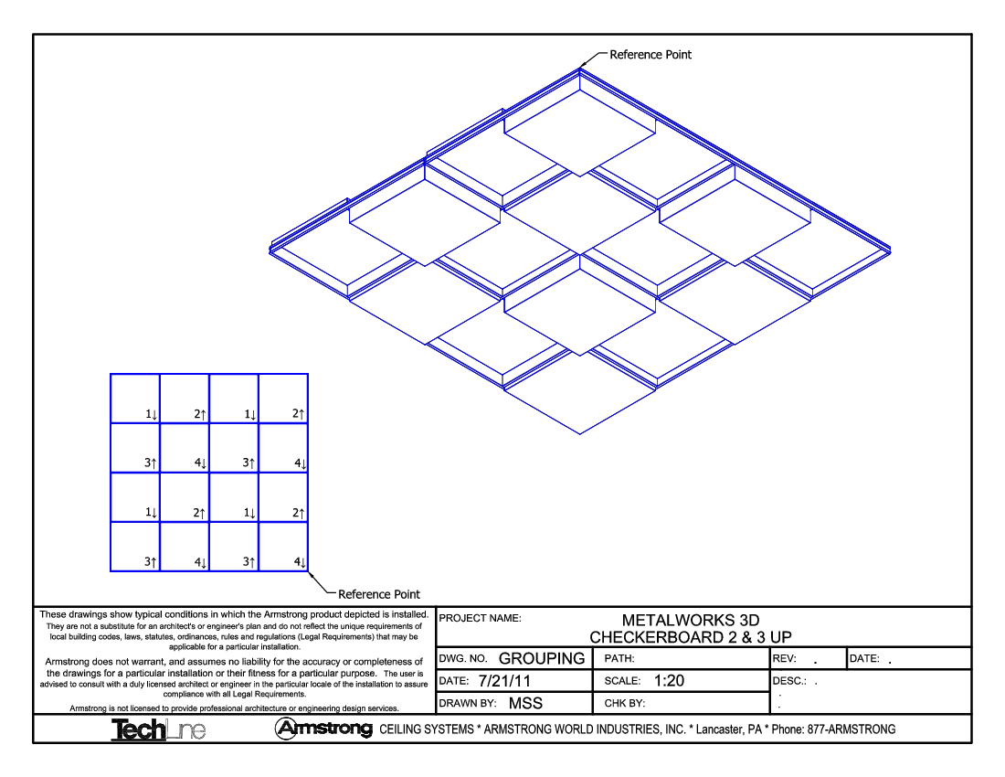 MetalWorks 3D Linear Checkerboard 2 and 3 Up
