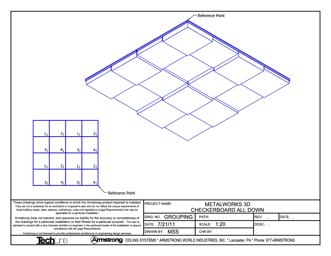 MetalWorks 3D Linear Checkerboard All Down