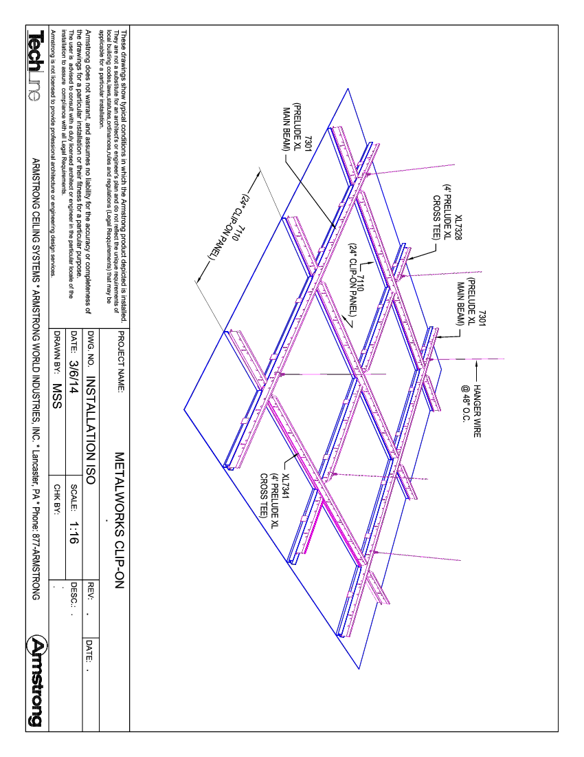MetalWorks Clip-On Installation ISO drawing