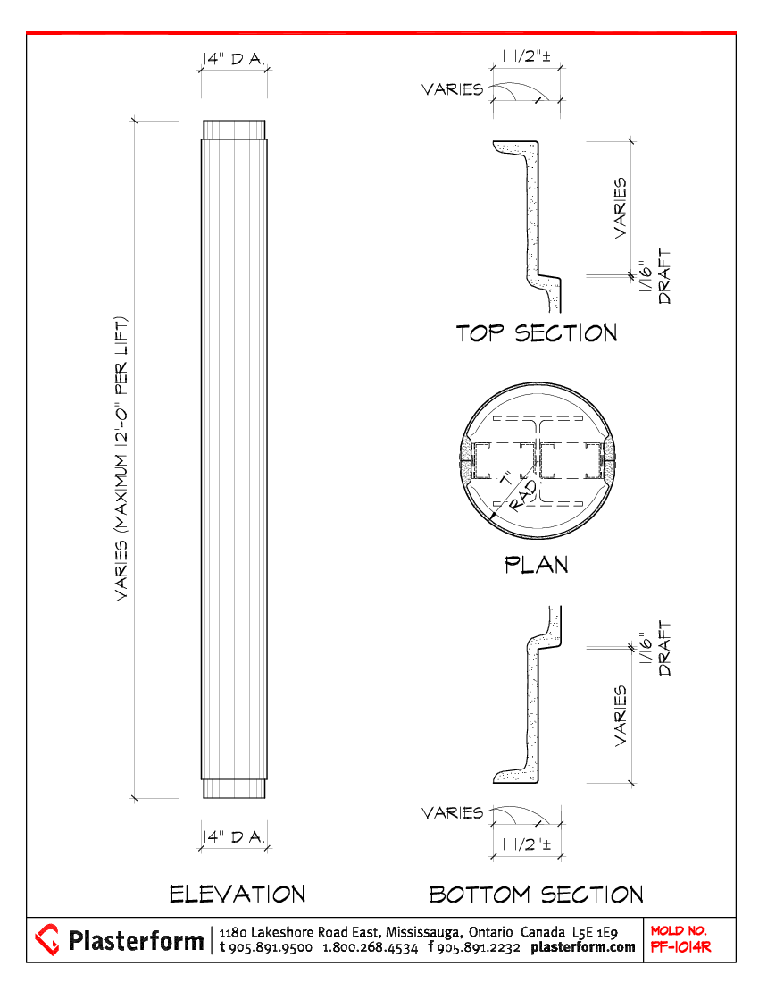 Plasterform PF-1014 Recessed Column Cover 14" Diameter