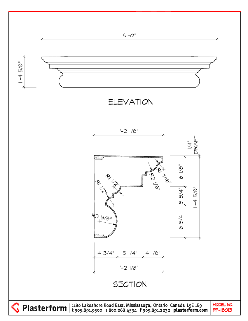 Plasterform PF-18013 Pediment 6'6"H x 2'2-1/2"W x 4'3/4"D