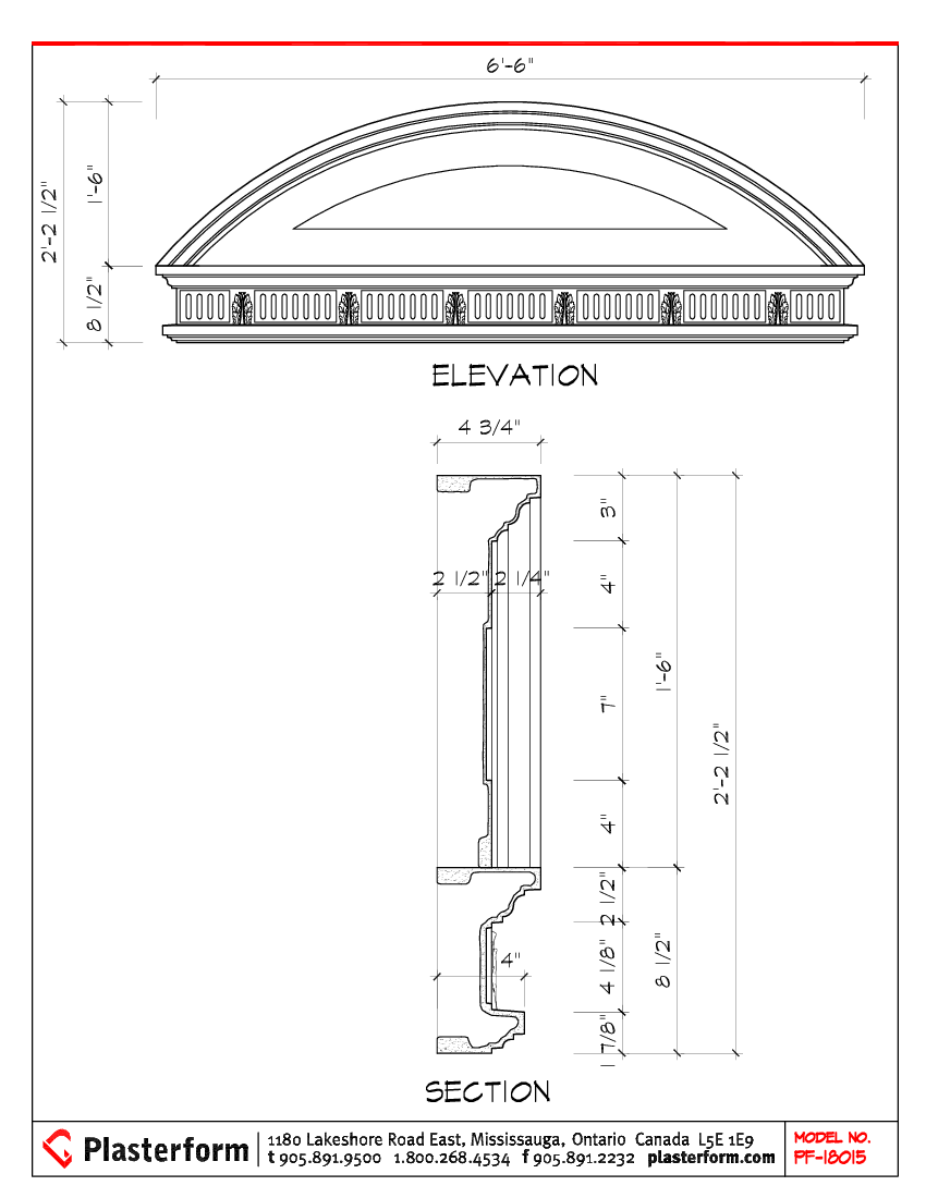 Plasterform PF-18015 Pediment 8'5-1/2"H x 2'7-5/8"W x 7'1/4"D