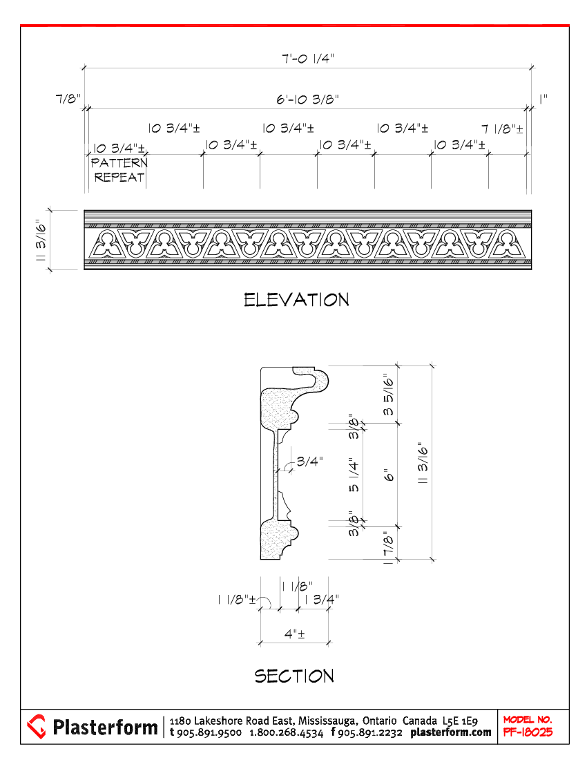 Plasterform PF-18025 Pediment 1'2-3/8"H x 4-3/8"D