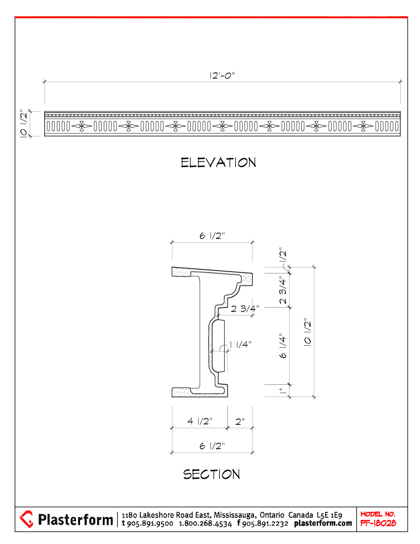 Plasterform PF-18028 Pediment 8'H x 1'4-5/8"H x 2-1/8"D