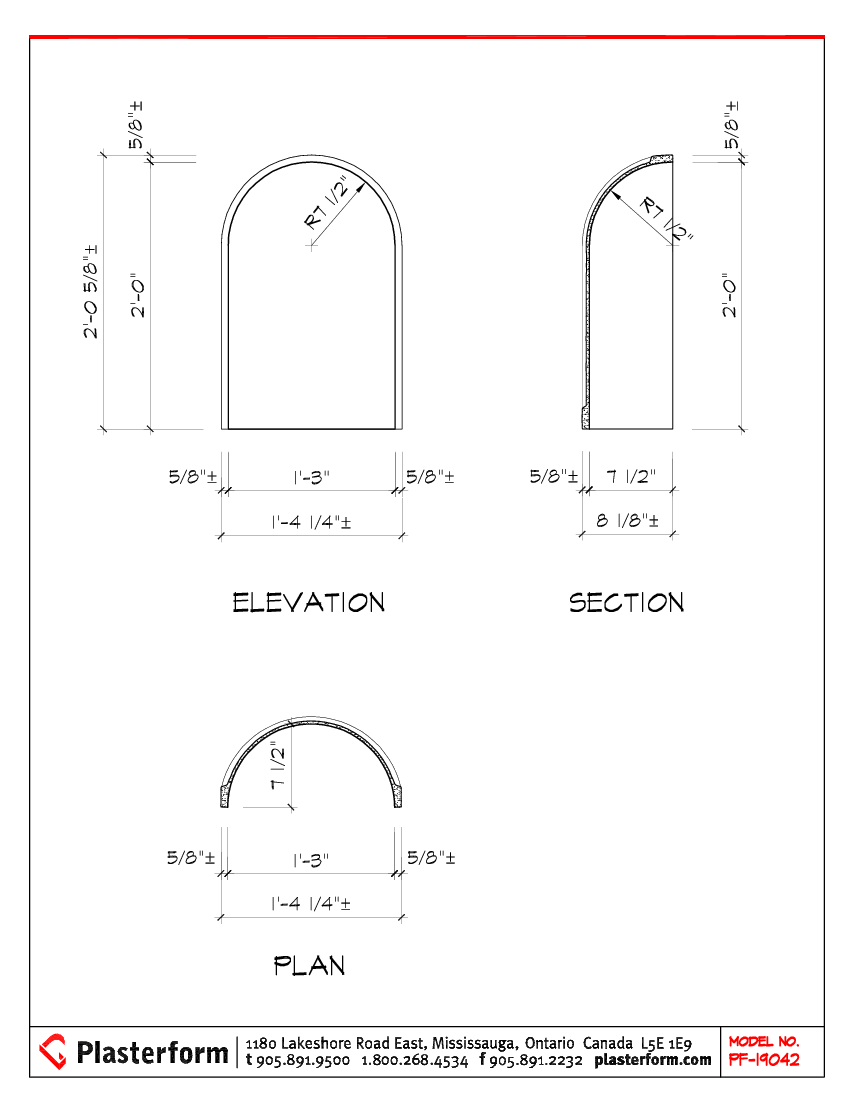 Plasterform PF-19042 Niche 2'H x 1'3"W x 7-1/2"D