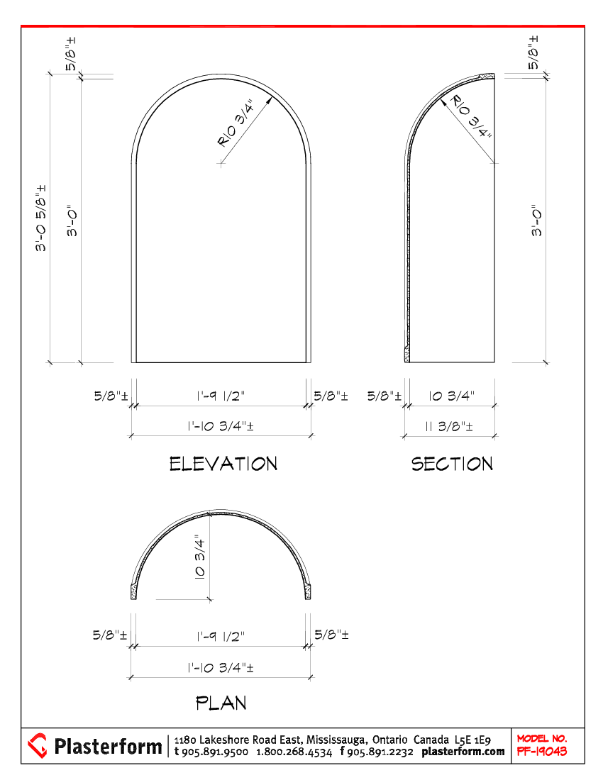 Plasterform PF-19043 Niche 3'H x 1'9-1/2"W x 10-3/4"D