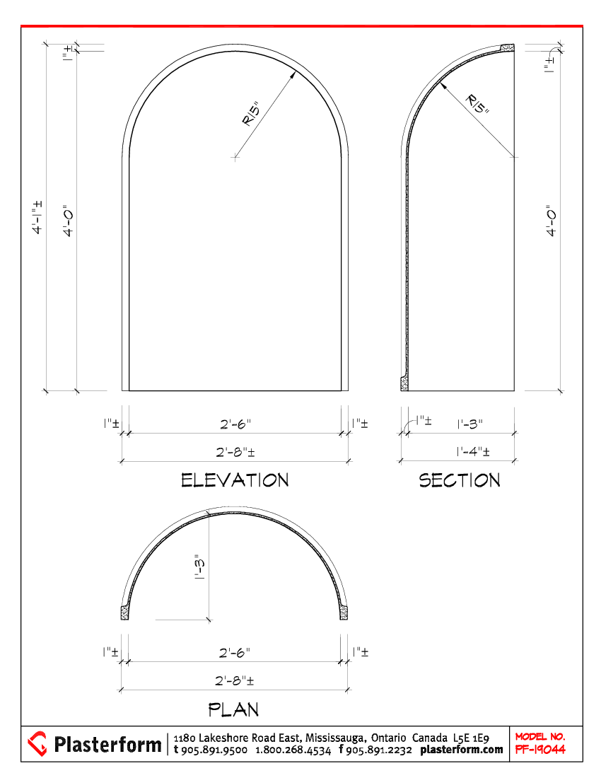 Plasterform PF-19044 Niche 4'H x 2'6"W x 1'3"D