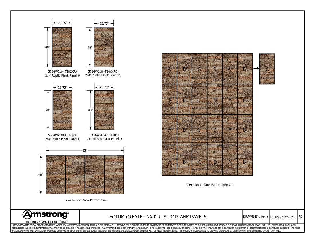 Rustic Plank 2x4' Panels