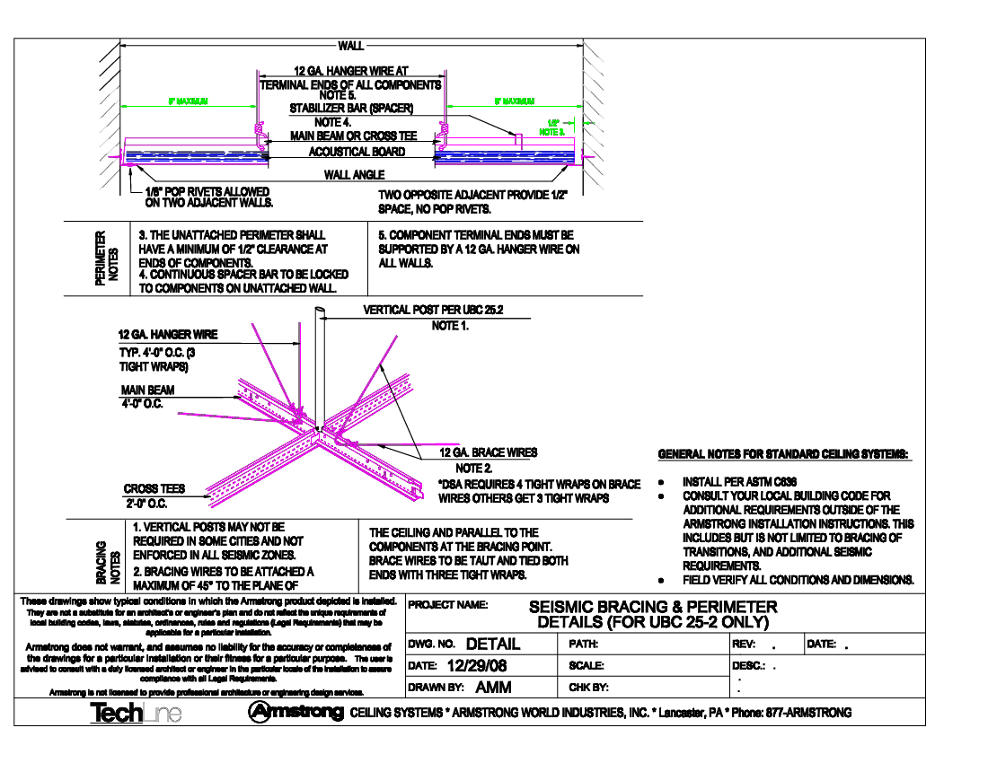 Suspension System UBC Seismic Bracing and Perimeter Treatment