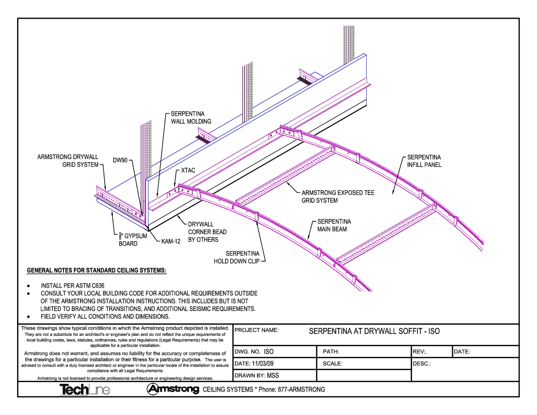 Serpentina Interface at Drywall Soffit