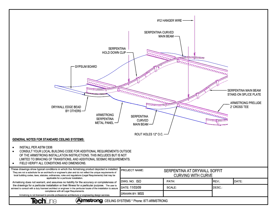 Serpentina Curved Interface at Curved Drywall Soffit