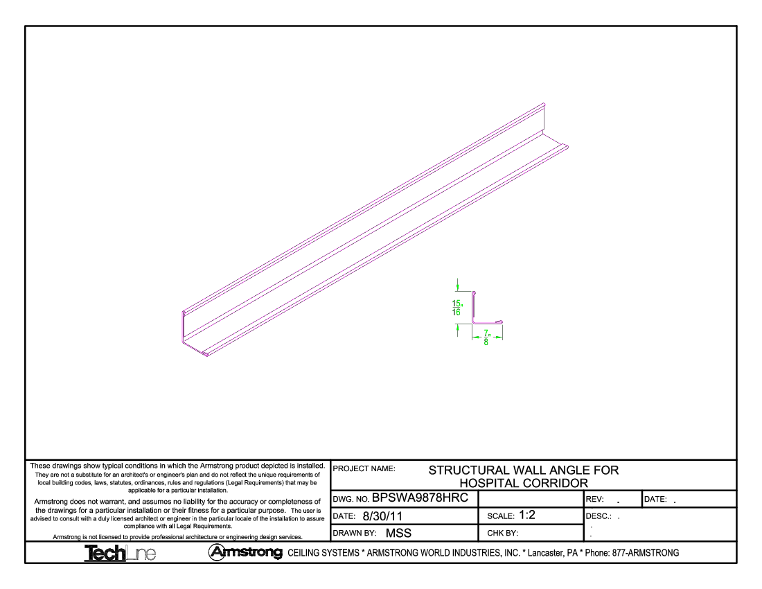 Structural Wall Angle for Hospital Corridor 9878