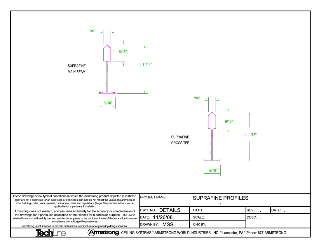 Suspension System Suprafine Profiles